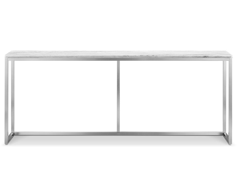Esme - Rectangular Sofa Table - White Marble And Brushed Nickel