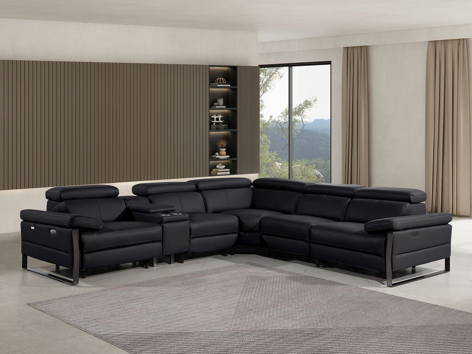 1246 - 6-Piece L-Shaped Modular Power Reclining Sectional With 3 Power Recliners And Power Headrests