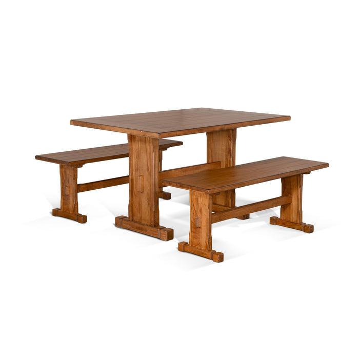 Sedona - Farmhouse Wood Breakfast Nook Set - Rustic Oak