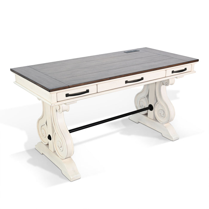 Pasadena - Desk With Power Strip - Buckskin / Marble White