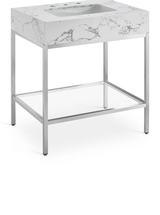 Marmo - Engineered Marble Bathroom Vanity With Chrome Base