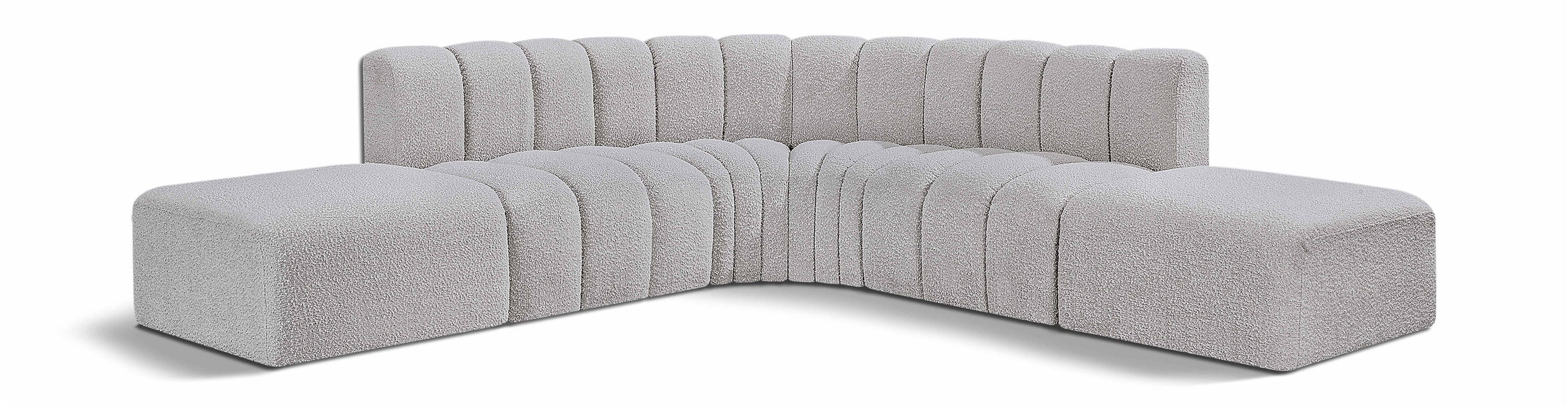 Arc - Boucle Fabric 6 Piece Corner Modular Sofa