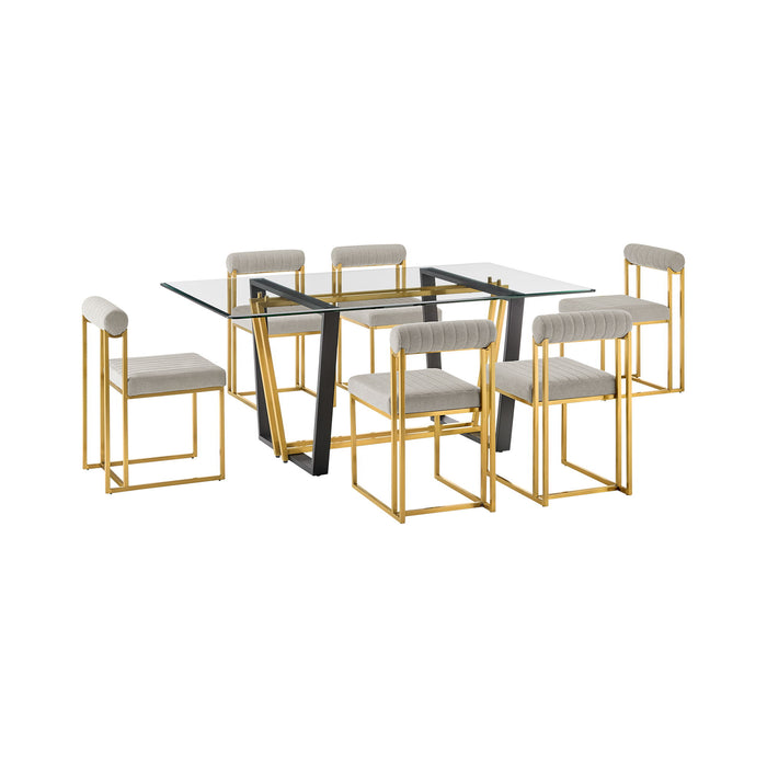 Kai Anastasia - Rectangular Glass Dining Table Set - Gold Brushed Base