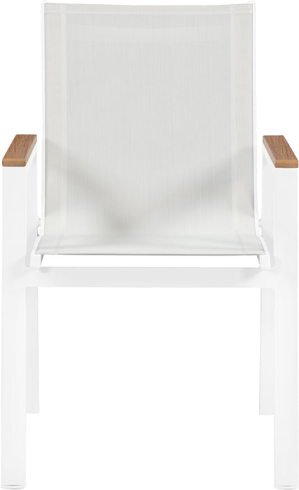 Nizuc - Outdoor Patio Dining Arm Chair With White Frame And Natural Arms (Set of 2)