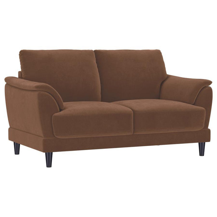Selma - Velvet Upholstered Crescent Arm Loveseat - Rust