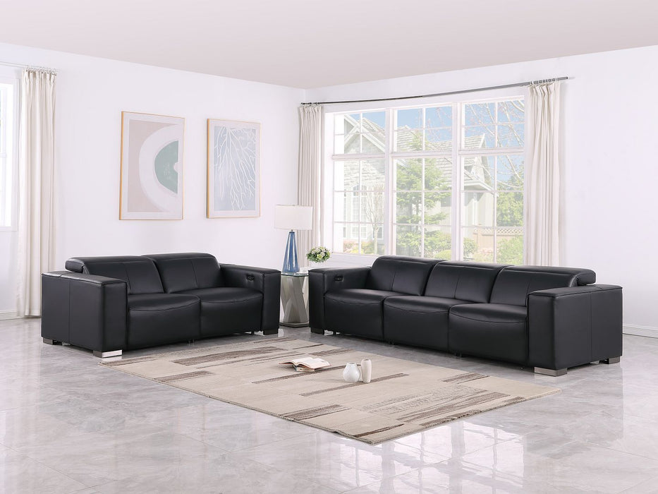 1208 - Leather Reclining Set (Sofa & Loveseat With Four Power Recliners)