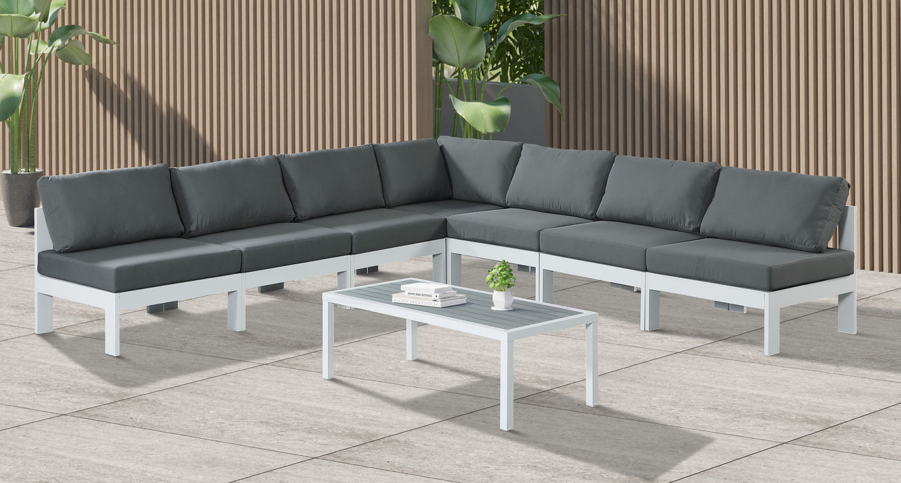 Nizuc - Outdoor Patio 7 Piece Modular Sectional With White Frame