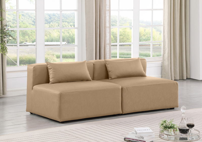 Cube - Modular 2 Piece Armless Sofa - Tan