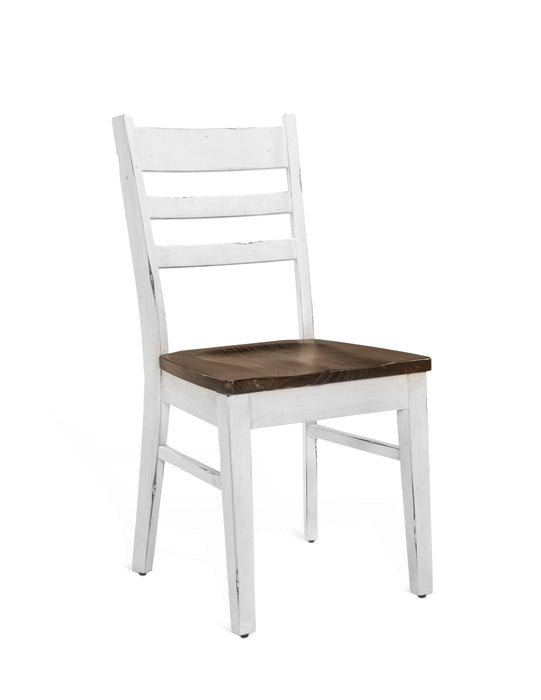 Carriage House - Wood Ladderback Dining Chair (Set of 2) - Cottage White / Europen Dark