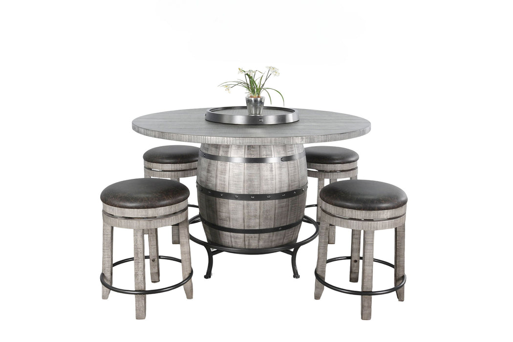 Round 5 Piece Pub Table With Wine Barrel Set