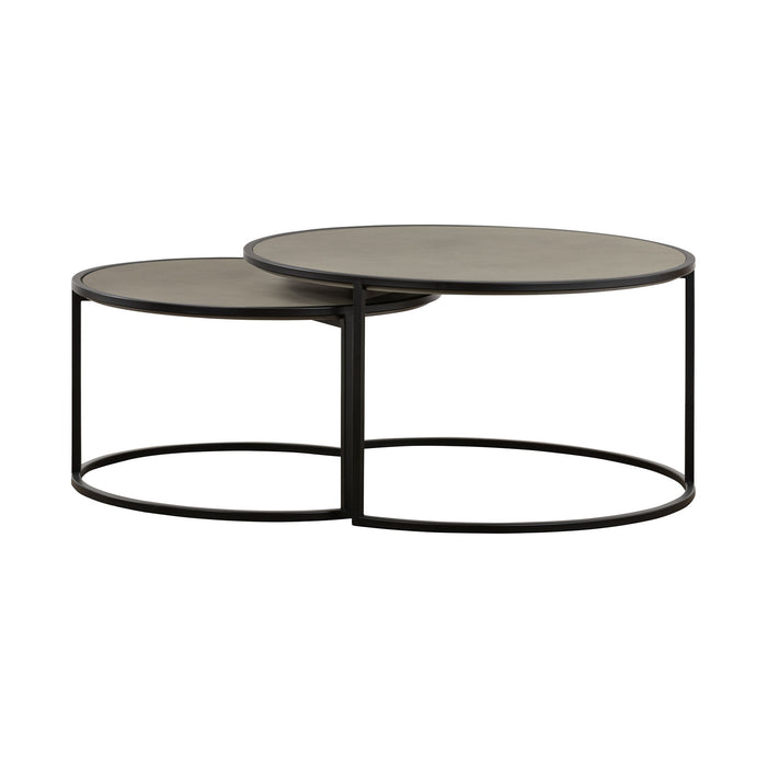 Rina - 2 Piece Nesting Coffee Table Set - Concrete / Black