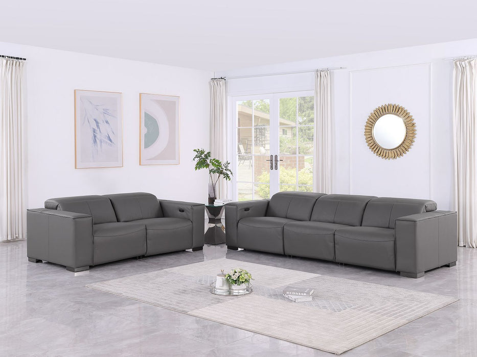1208 - Leather Reclining Set (Sofa & Loveseat With 4 Power Recliners)