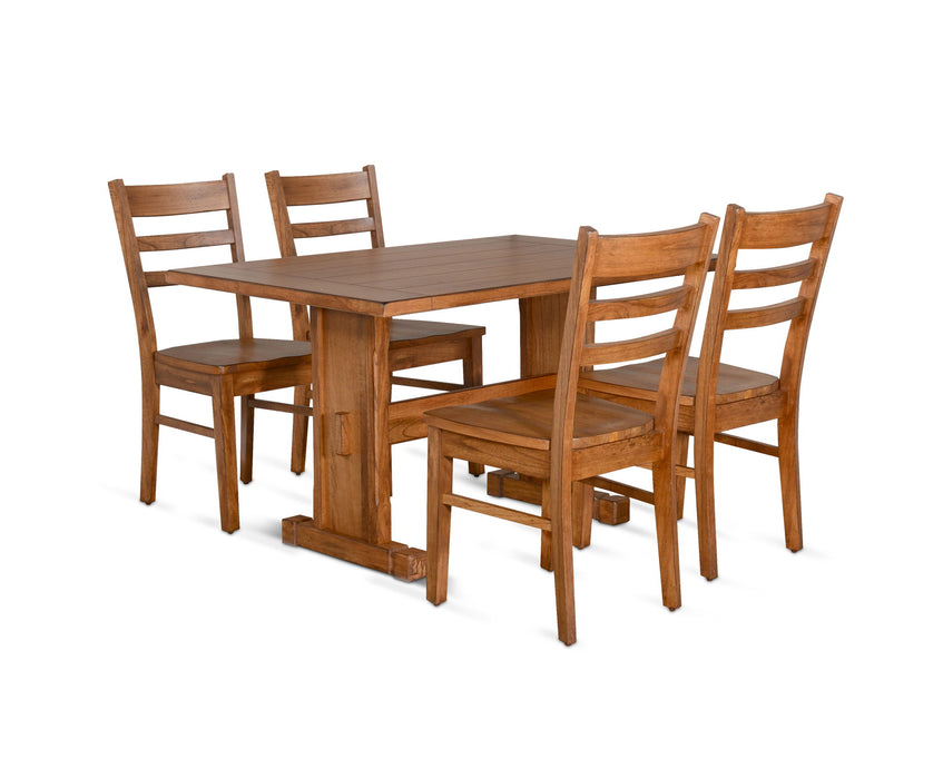 Sedona - 5 Piece Dining Set With Wood Chairs - Rustic Oak