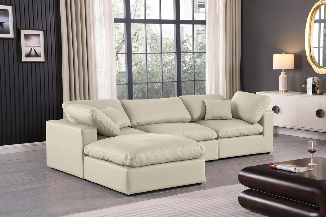 Comfy - 4 Piece Faux Leather Modular Sectional With Chaise