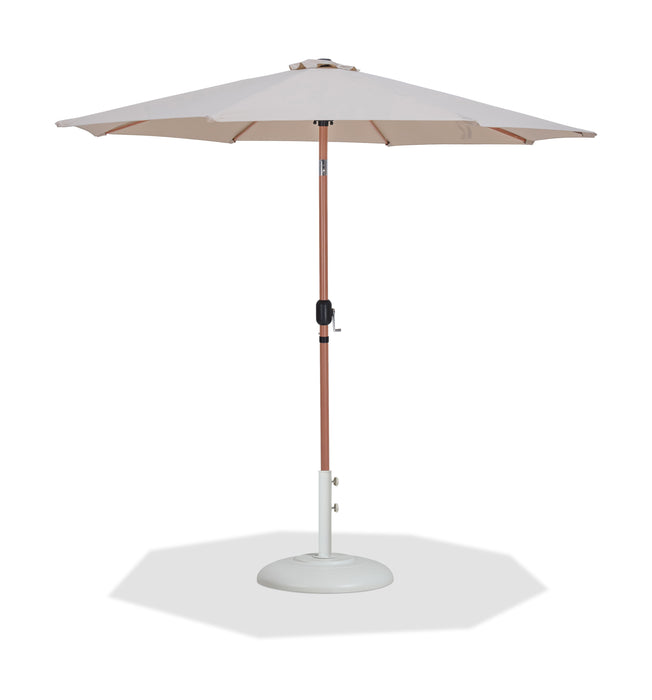 Fiji - Aluminum Patio Umbrella With Round White And Teak Base