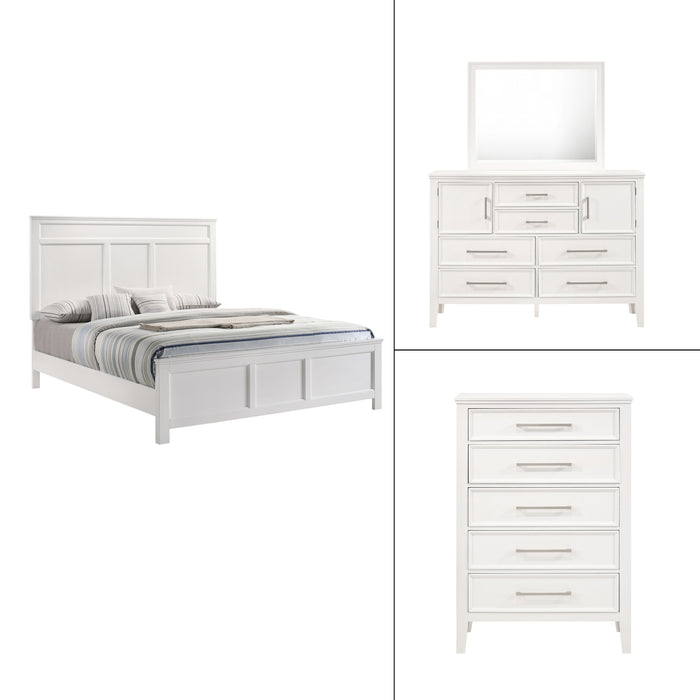 Andover - Western King 4 Piece Bedroom Set (Bed, Dresser, Mirror, Chest) - White