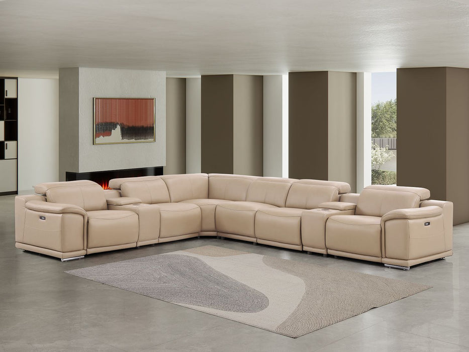 2679 - 8-Piece L-Shaped Power Reclining Sectional In Genuine Leather (3 Recliners)