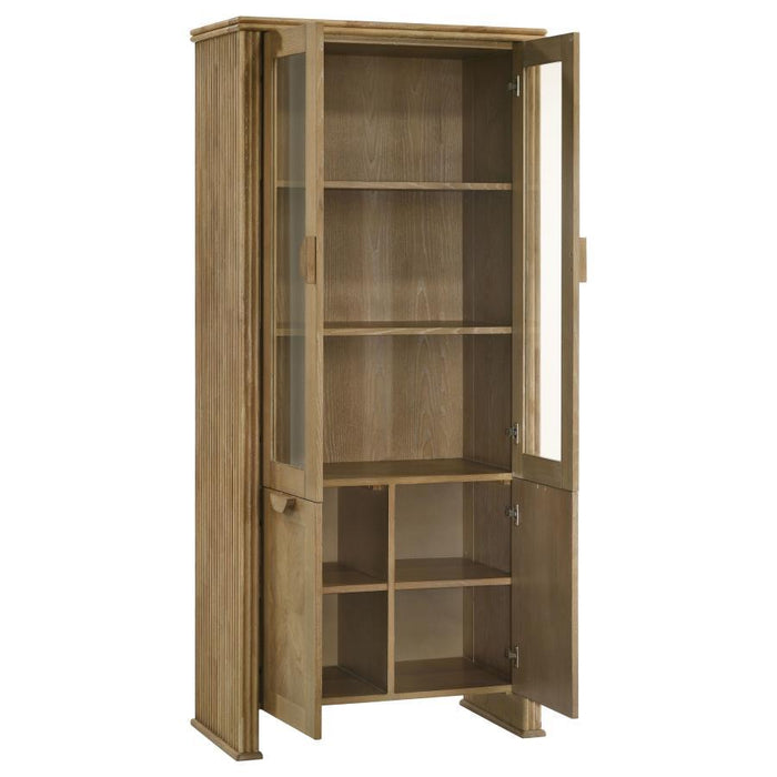 Adina - Tall Display Cabinet - Distressed Light Brown