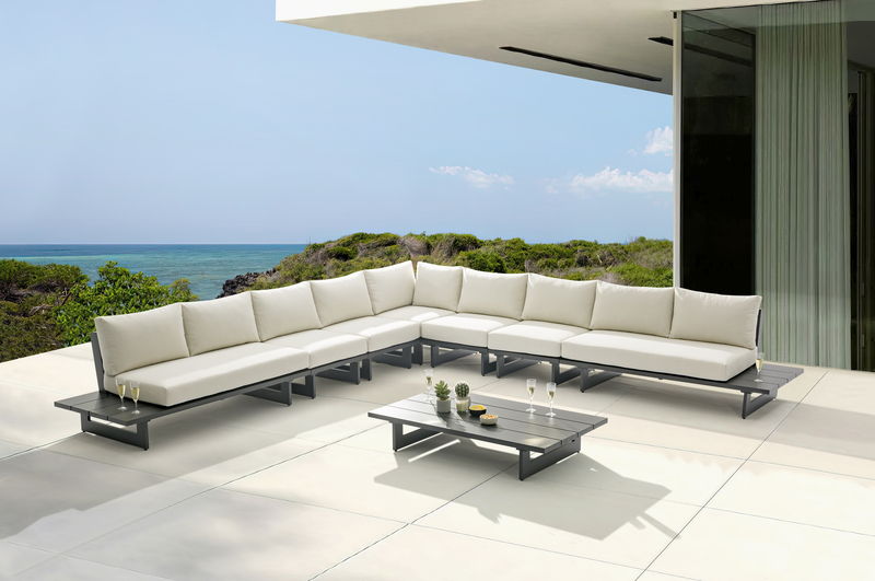 Maldives - 7 Piece Water Resistant Outdoor Patio Modular Sectional With Gray Base