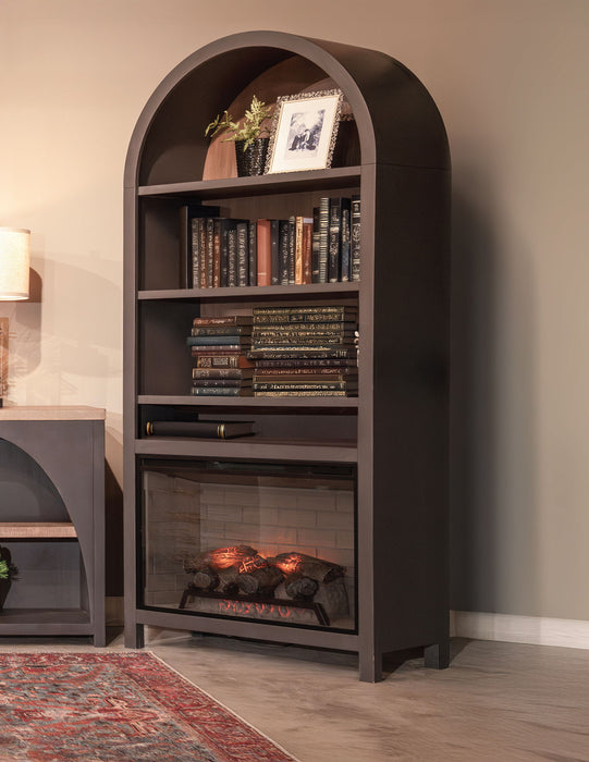 Arched Bookcase With Electric Fireplace