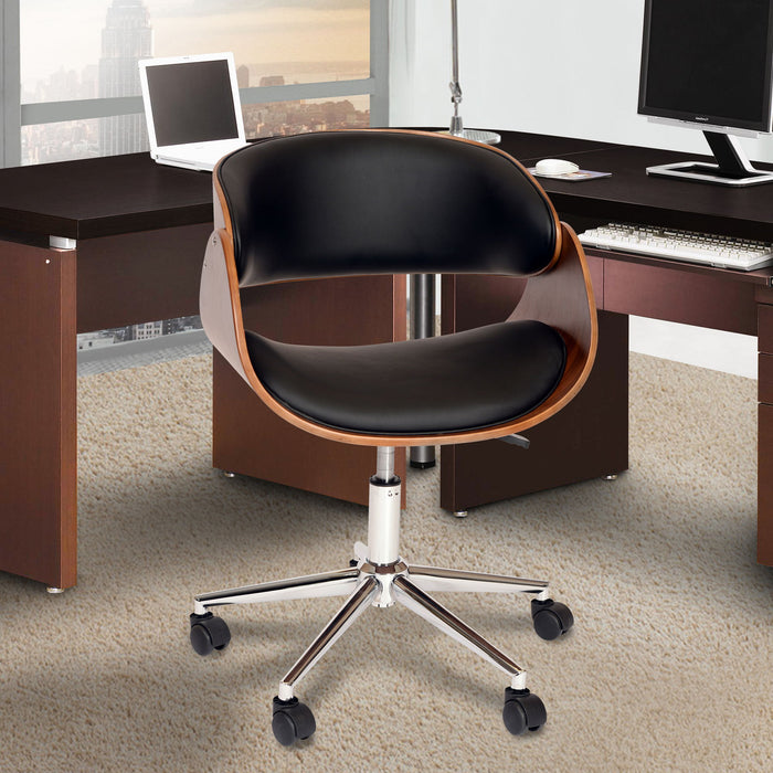Julian - Modern Veneer Office Chair - Black / Walnut