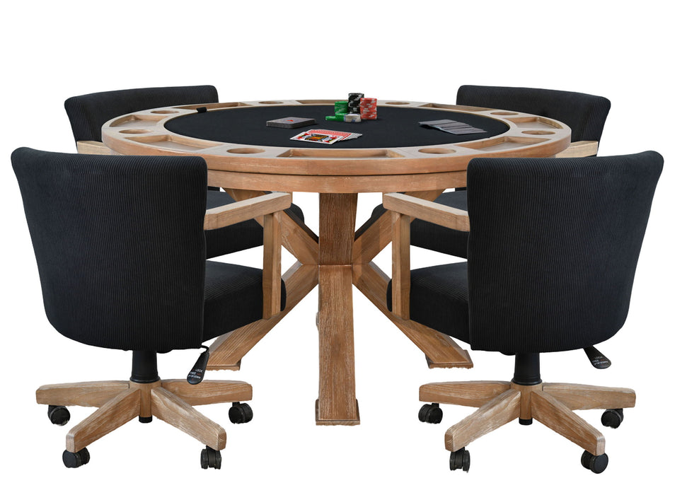5 Piece Reversible Game And Dining Poker Table Set - Oak Grove