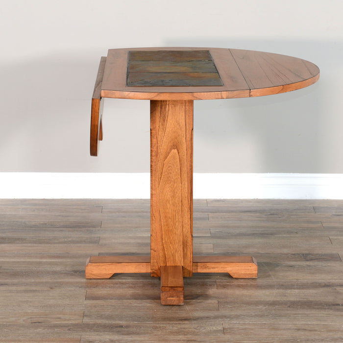 Sedona - Drop Leaf Round Table - Rustic Oak