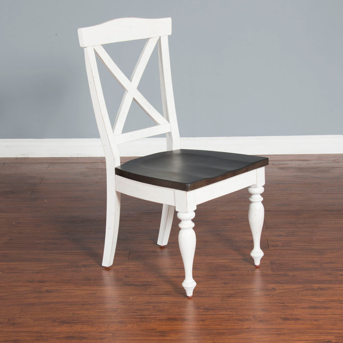 Carriage House - Wood X-Back Dining Chair (Set of 2) - Cottage White / Europen Dark