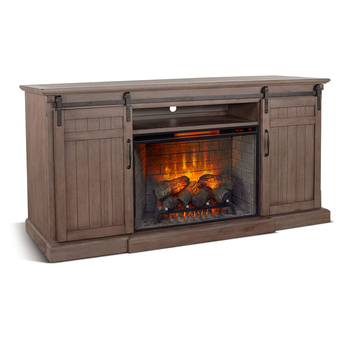 78" Barn Door Media Console With Electric Fireplace