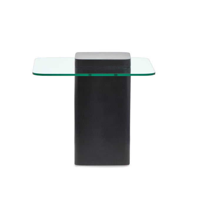 Donora - Square End Table - Clear Glass And Obsidian