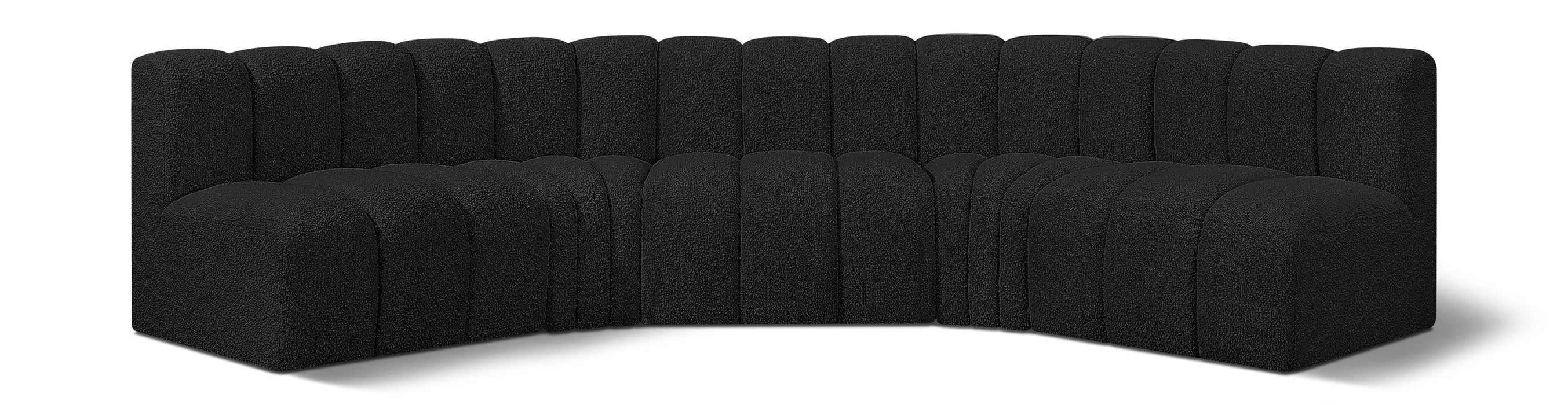 Arc - Boucle Fabric 5 Piece U-Shaped Modular Sofa
