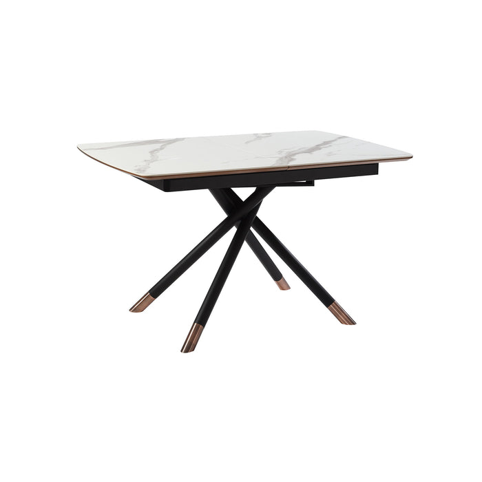 Alora - Extendable Dining Table Ceramic And Wood Top - Light Gray