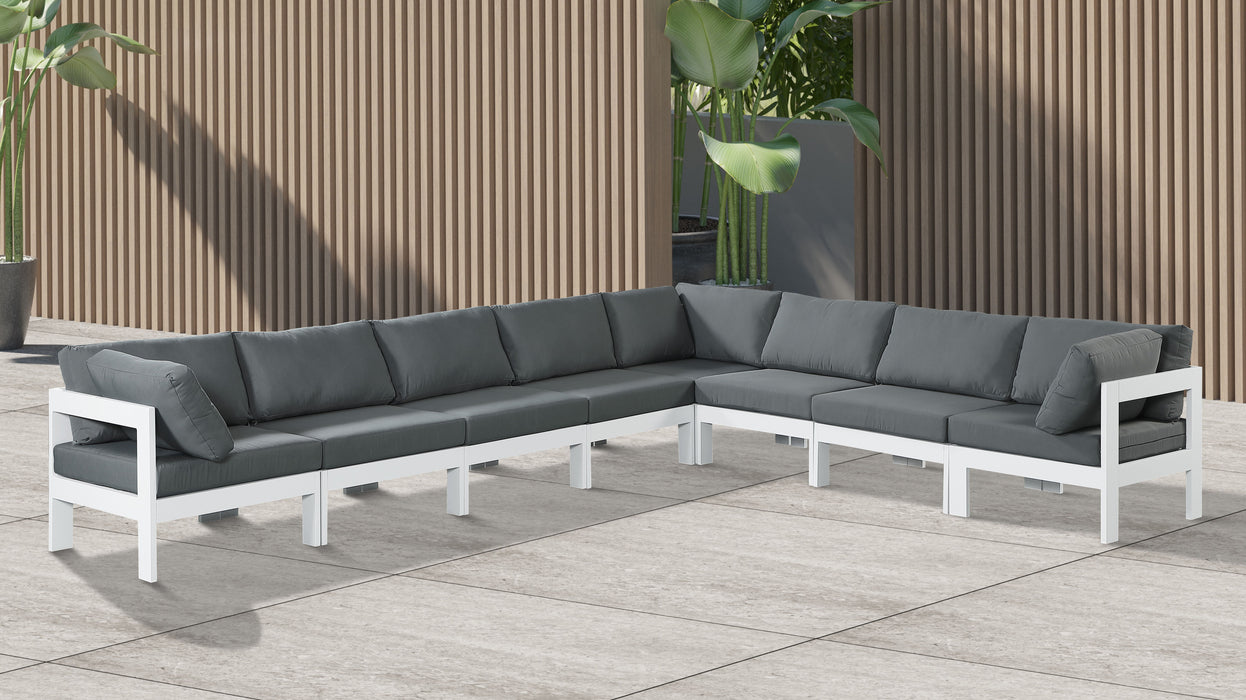 Nizuc - Outdoor Patio 8 Piece Modular Sectional With White Frame