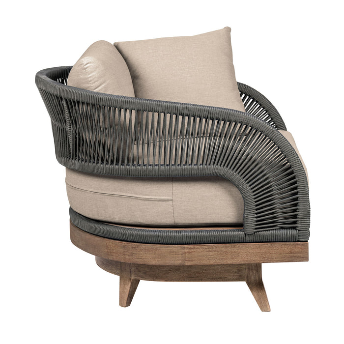 Orbit - Swivel Outdoor Patio Chair - Weathered Eucalyptus / Taupe