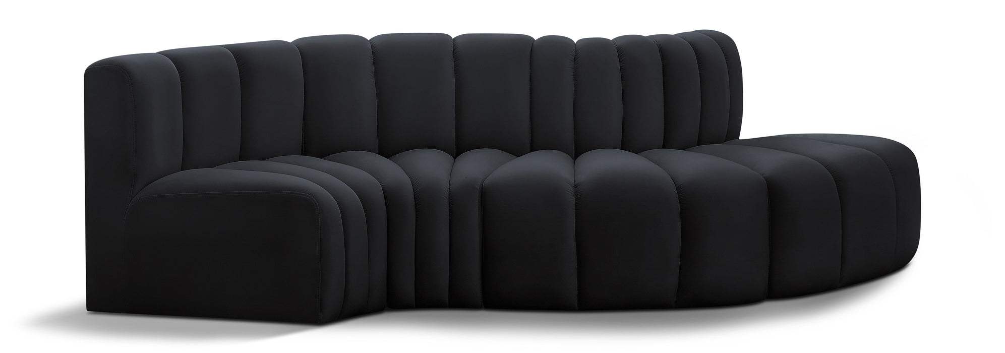 Arc - Velvet 4 Piece L-Shaped Modular Sofa