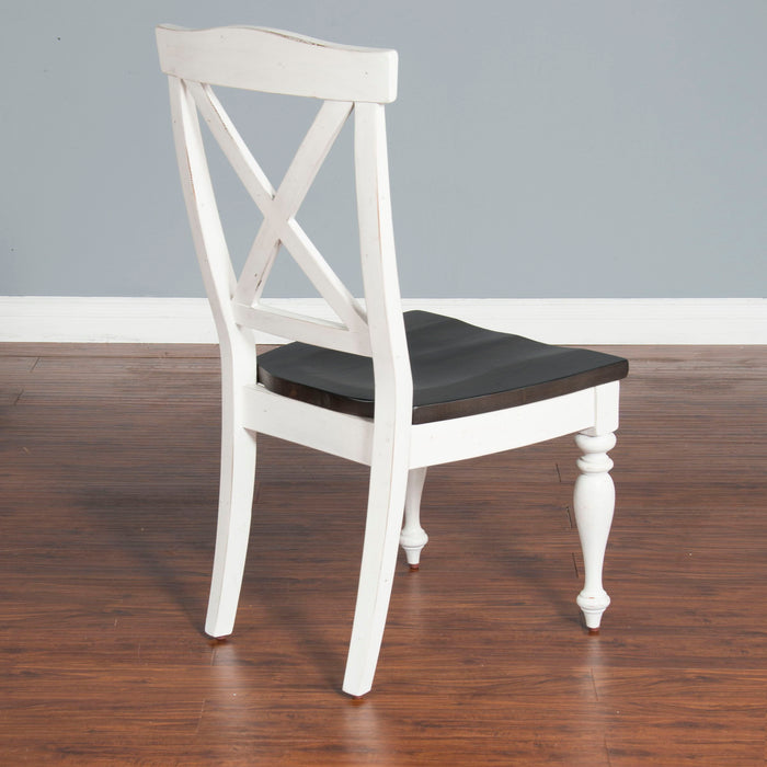 Carriage House - Wood X-Back Dining Chair (Set of 2) - Cottage White / Europen Dark