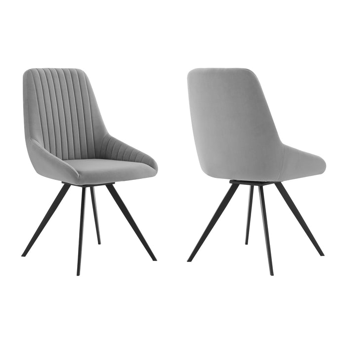 Alison - Swivel Velvet And Metal Dining Room Chairs (Set of 2) - Gray