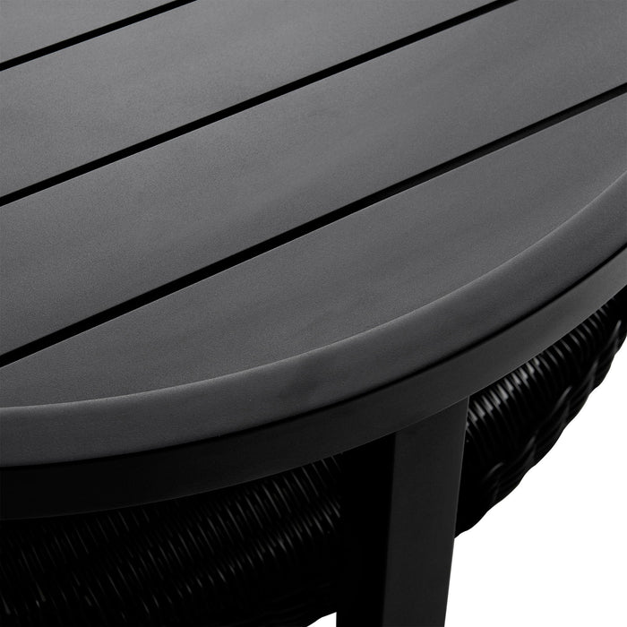 Cayman - Outdoor Round Conversation Table With Wicker Shelf - Black