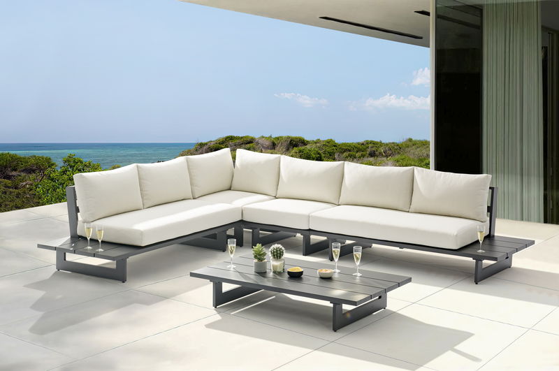 Maldives - 4 Piece Water Resistant Outdoor Patio Modular Sectional With Gray Base