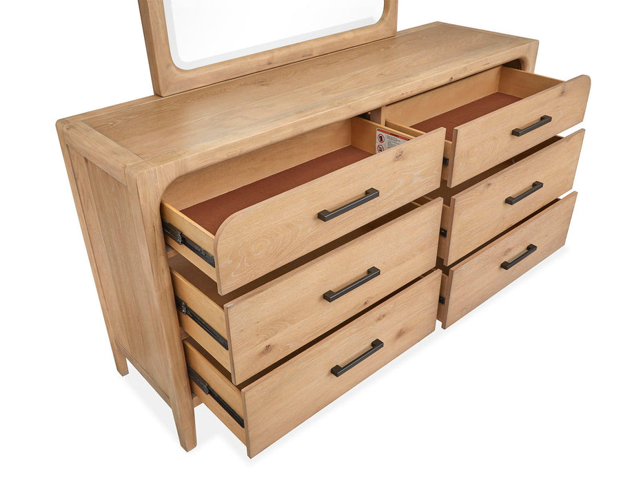 Somerset - Double Drawer Dresser with Landscape Mirror - Light Brown