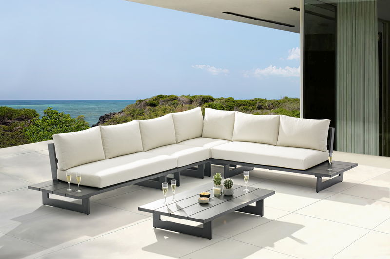 Maldives - 4 Piece Water Resistant Outdoor Patio Modular Sectional With Gray Base