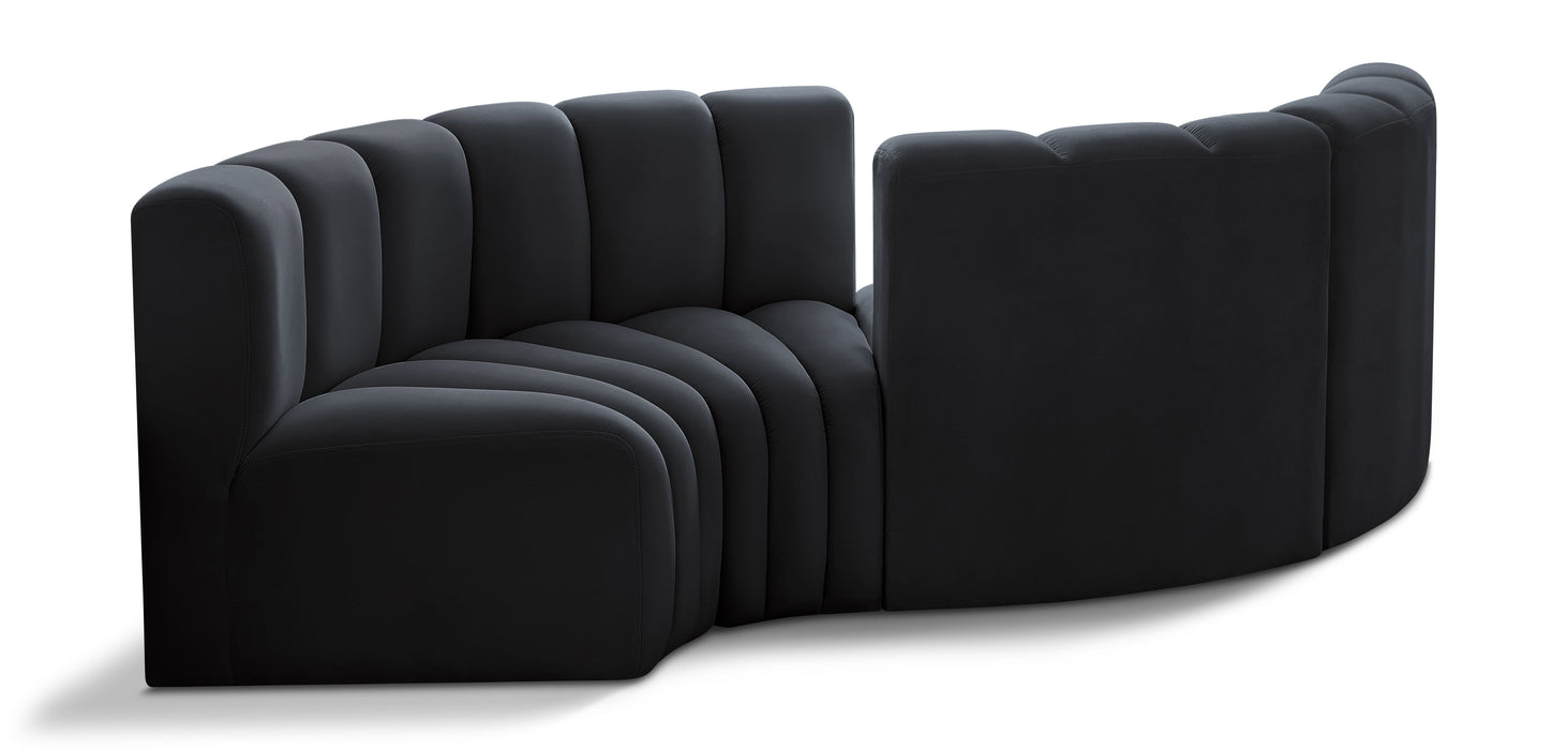 Arc - Velvet 4 Piece Curved Modular Sofa