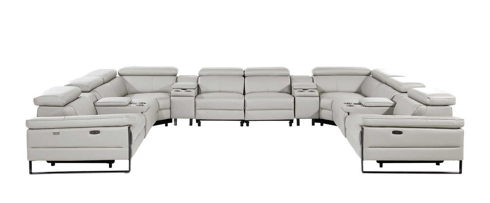 1246 - 12-Piece U-Shaped Modular Power Reclining Sectional With 4 Power Recliners And Power Headrests