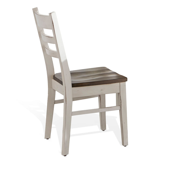 Carriage House - Wood Ladderback Dining Chair (Set of 2) - Cottage White / Europen Dark