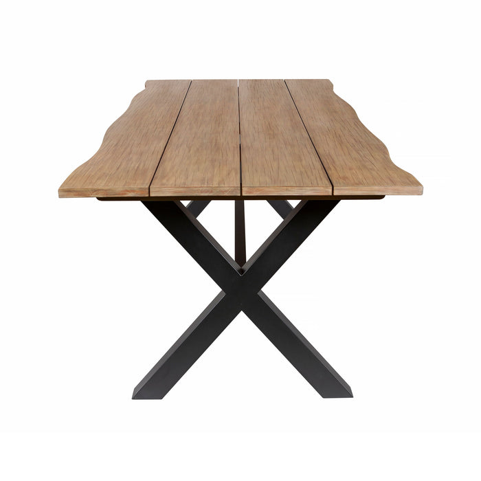 Glendora - Outdoor Patio Live Edge Dining Table - Eucalyptus / Black