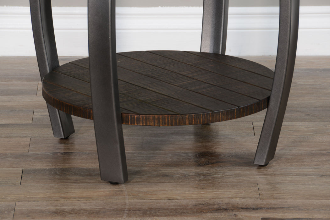 Homestead - Mahogany Wood & Metal End Table - Tobacco Leaf