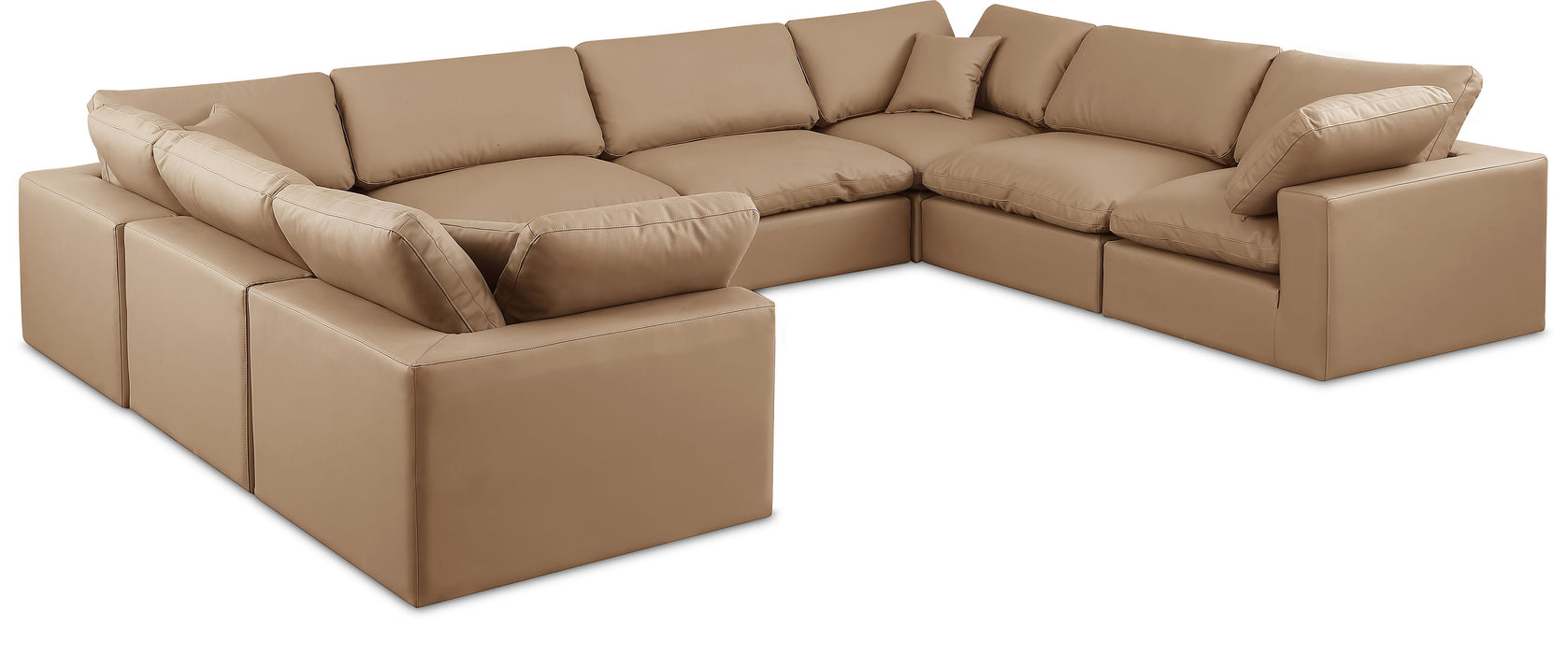 Comfy - 8 Piece Faux Leather Modular Sectional - Tan