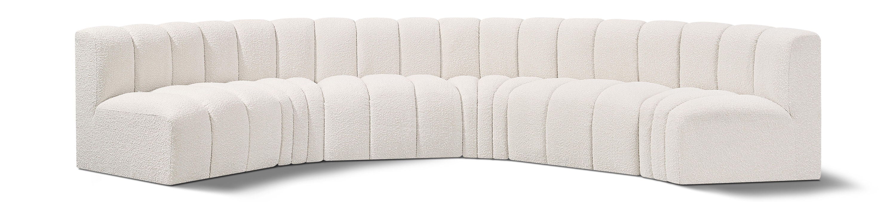 Arc - Boucle Fabric 6 Piece U-Shaped Modular Sofa