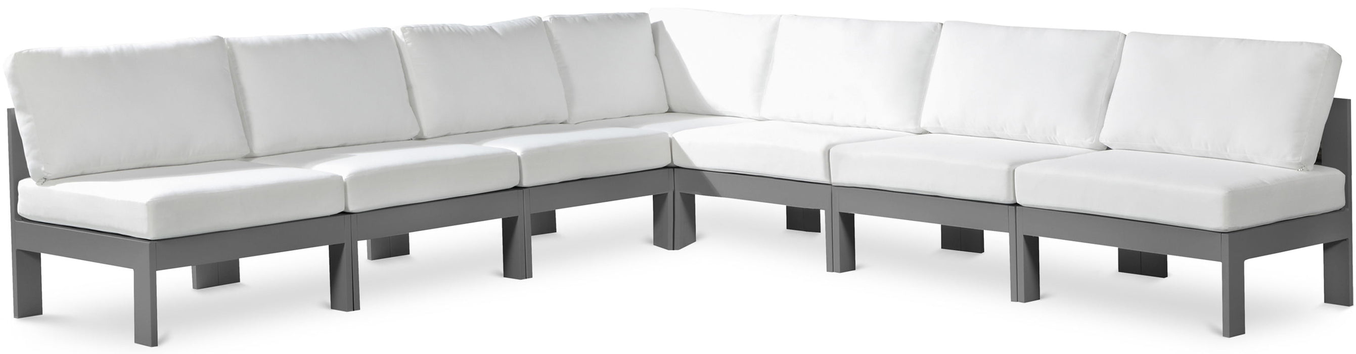 Nizuc - Outdoor Patio 7 Piece Modular Sectional With Gray Frame