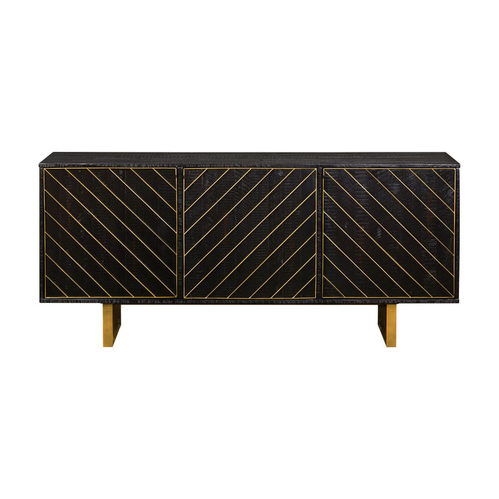 Monaco - Rectangular Sideboard With Antique Brass Accent - Black